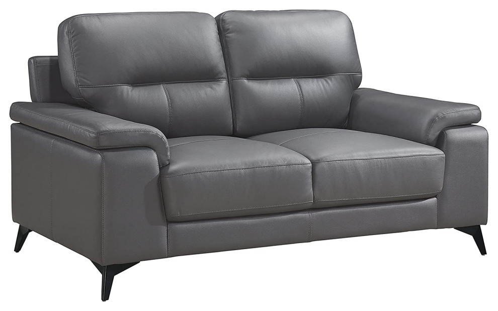 Modern Loveseat  Extra Padded Seat With Genuine Leather Upholstery   Contemporary   Loveseats   by Decor Love  Houzz