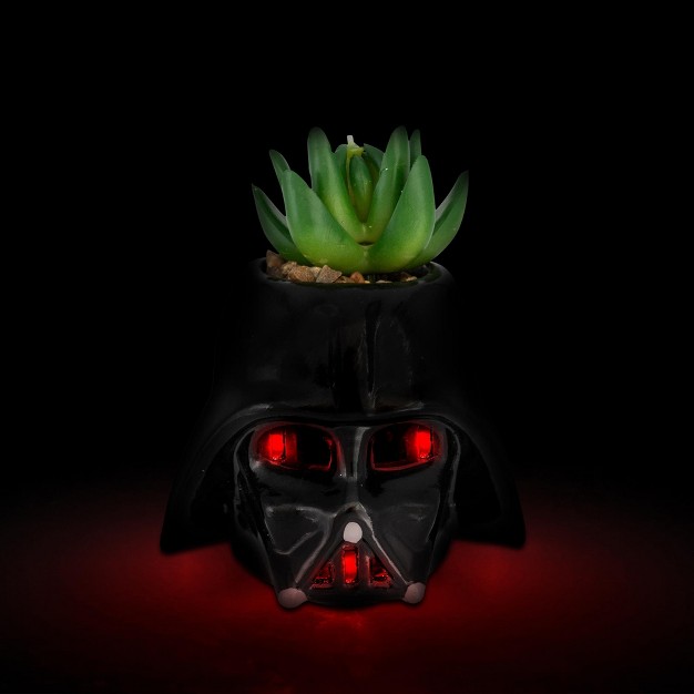 Silver Buffalo Star Wars Darth Vader Helmet Light up Mini Planter With Artificial Succulent