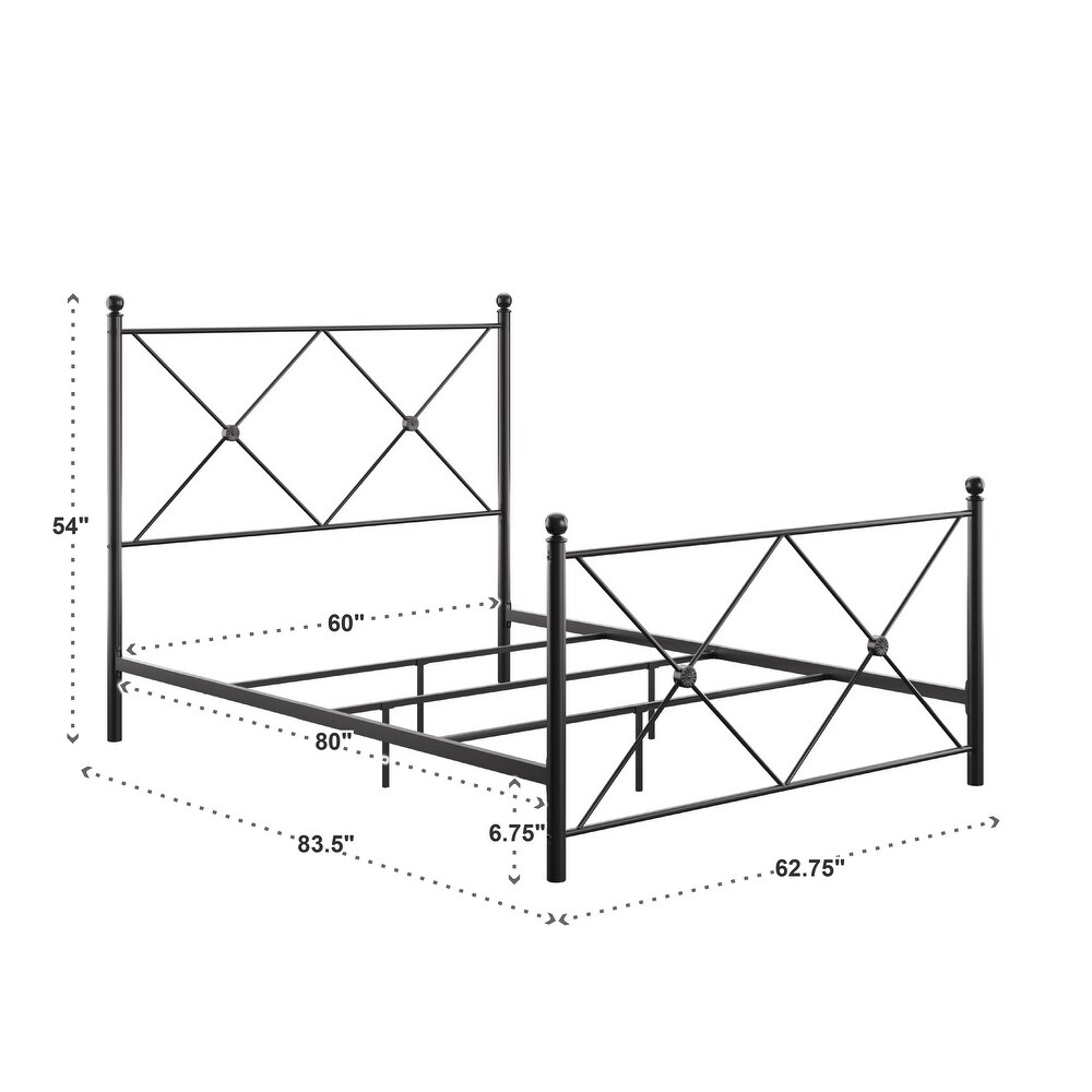 Aniket Metal Bed with Nightstands Set by iNSPIRE Q Classic