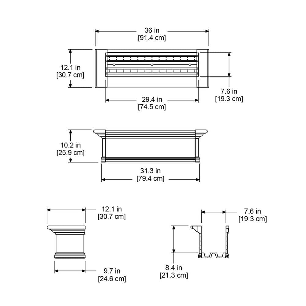 Mayne Yorkshire 36 in. x 12 in. Self Watering White Vinyl Window Box 4823W