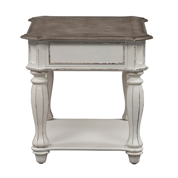 Magnolia Manor Antique White End Table - W24 x D28 x H24