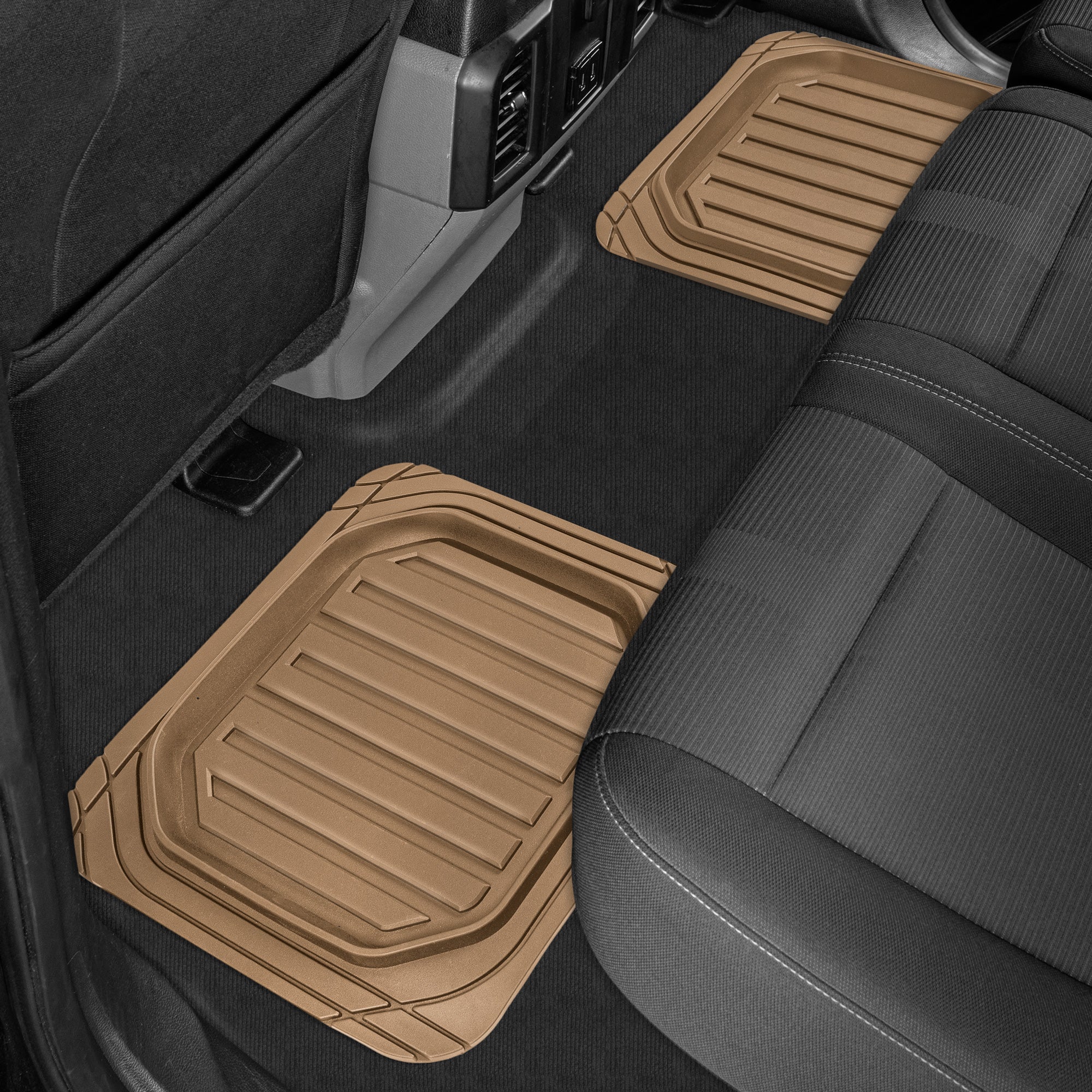 CAT CAMT-9014 (4-Piece) Deep Dish Rubber Truck Floor Mats， Trim To Fit for Car Truck SUV and Van， All Weather Total Protection Durable Liners Heavy Duty Odorless