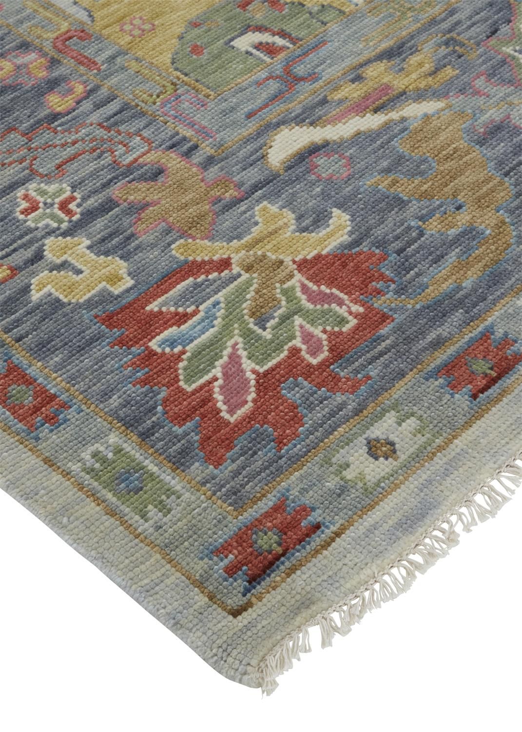 Larson Hand Knotted Blue and Gray Rug by BD Fine