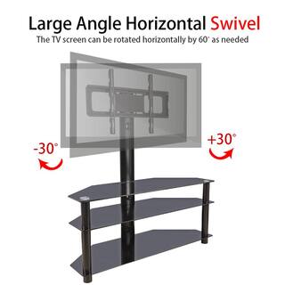 Winado Corner Floor TV Stand with Swivel Bracket Tempered Glass Shelves for 32 in. to 65 in. TV (3-Tier) 149116590347