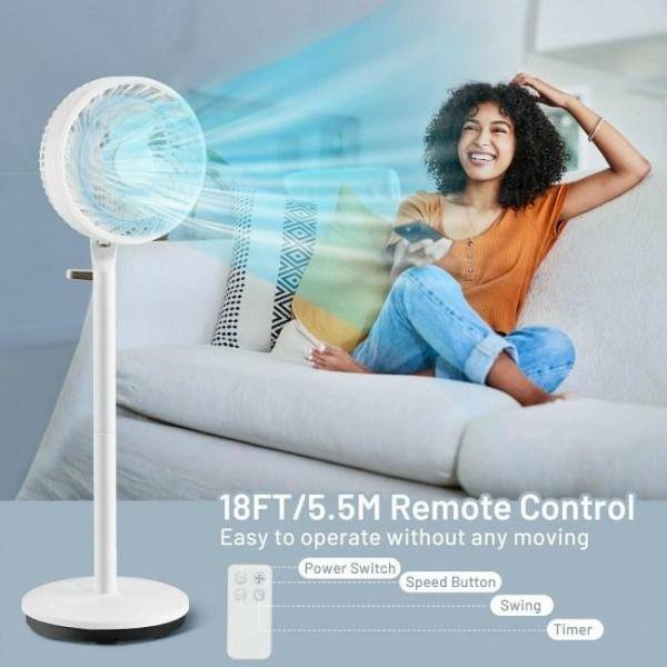 Aoibox Adjustable-Height 9 in. 3 Speed White Portable Oscillating Pedestal Fan HDDB645