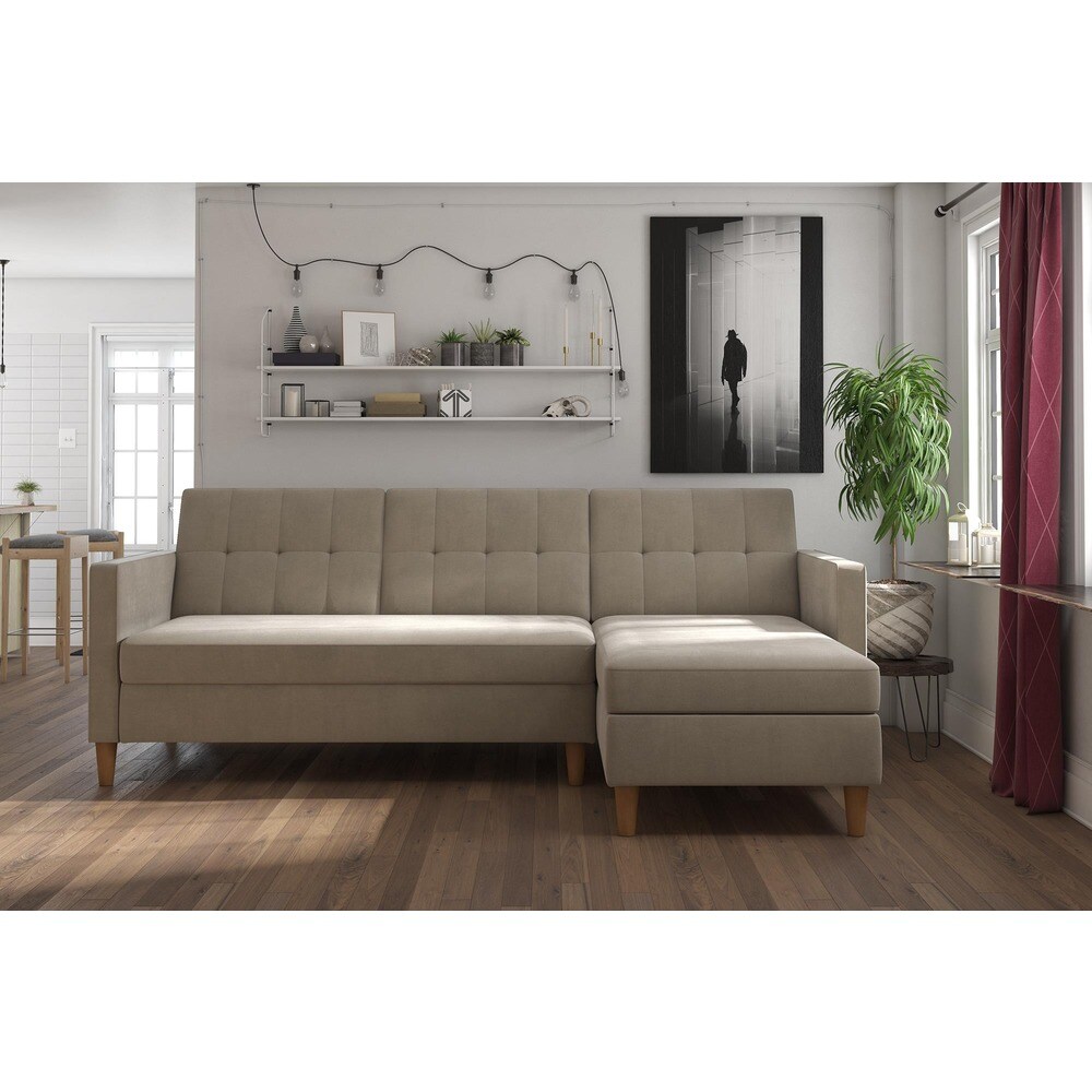 DHP Hartford Chenille Storage Sectional Futon