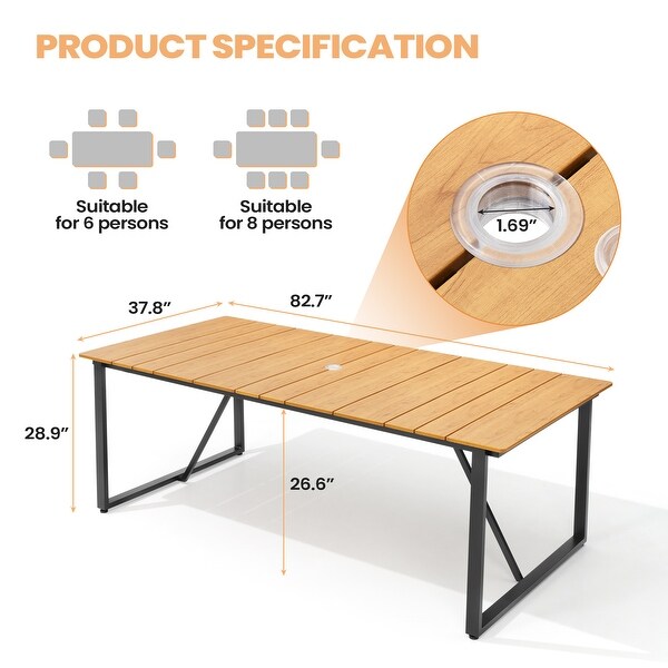 Patio Aluminum Dining Table Outdoor Patio 6 Person Rectangular Table