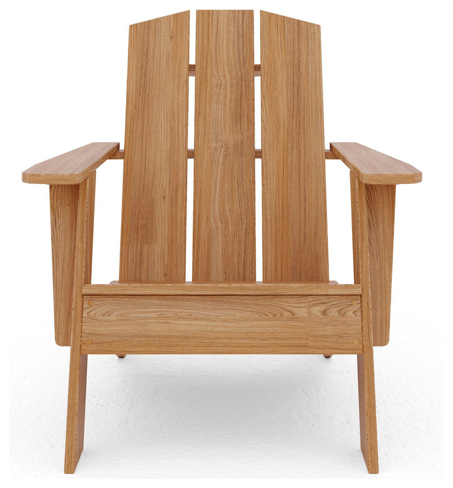 Aurele Teak Outdoor Adirondack Lounge Chair   Transitional   Adirondack Chairs   by Curated Maison  Houzz