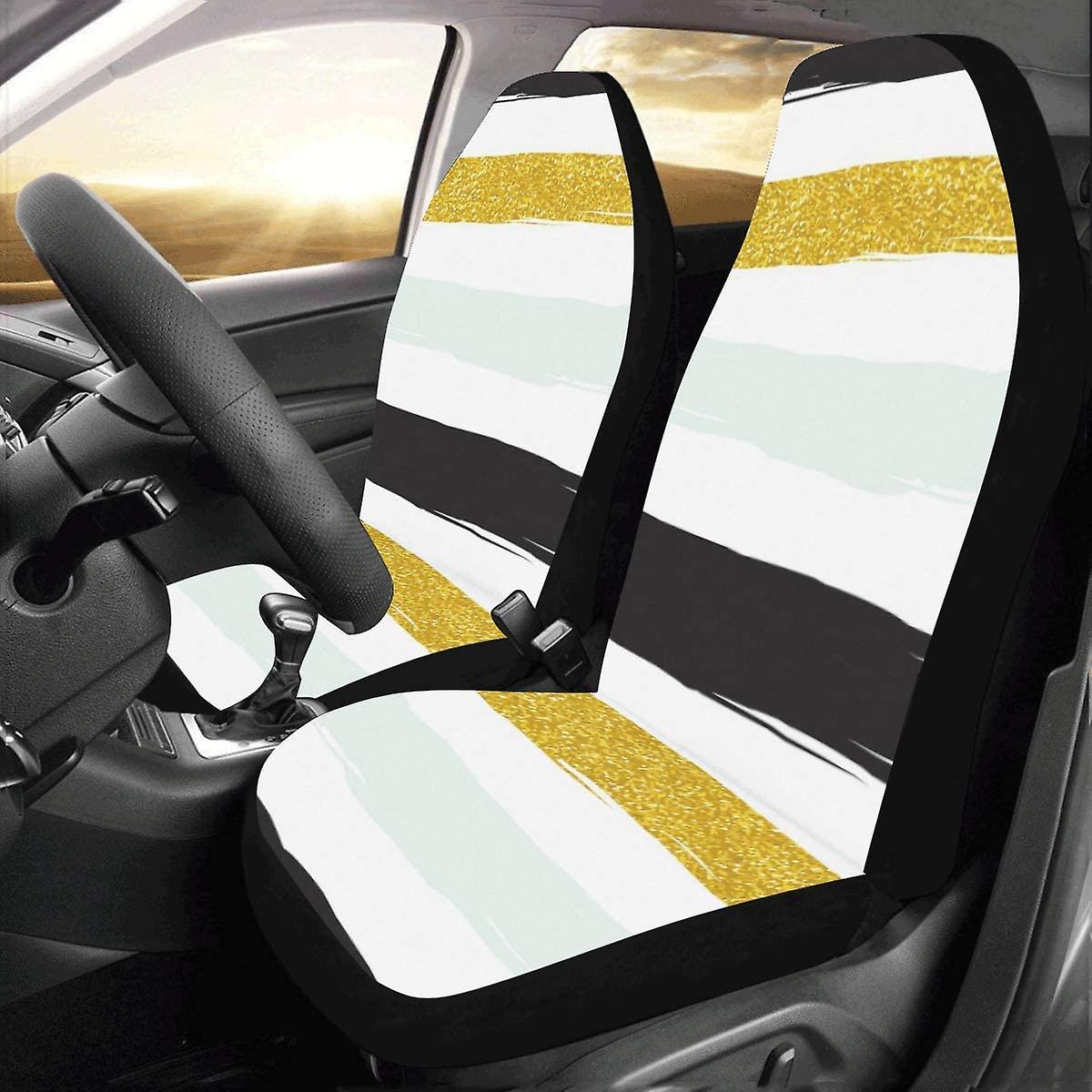 Set Of 2 Car Seat Covers Fashion Stripes Lines Universal Auto Front Seats Protector Fits For Car，suv Sedan，truck D---42912