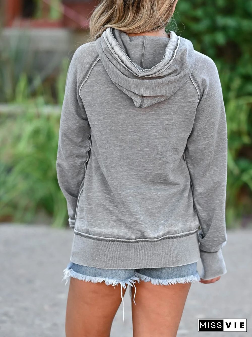 Light Gray Cotton-Blend Casual Printed Sweatshirts