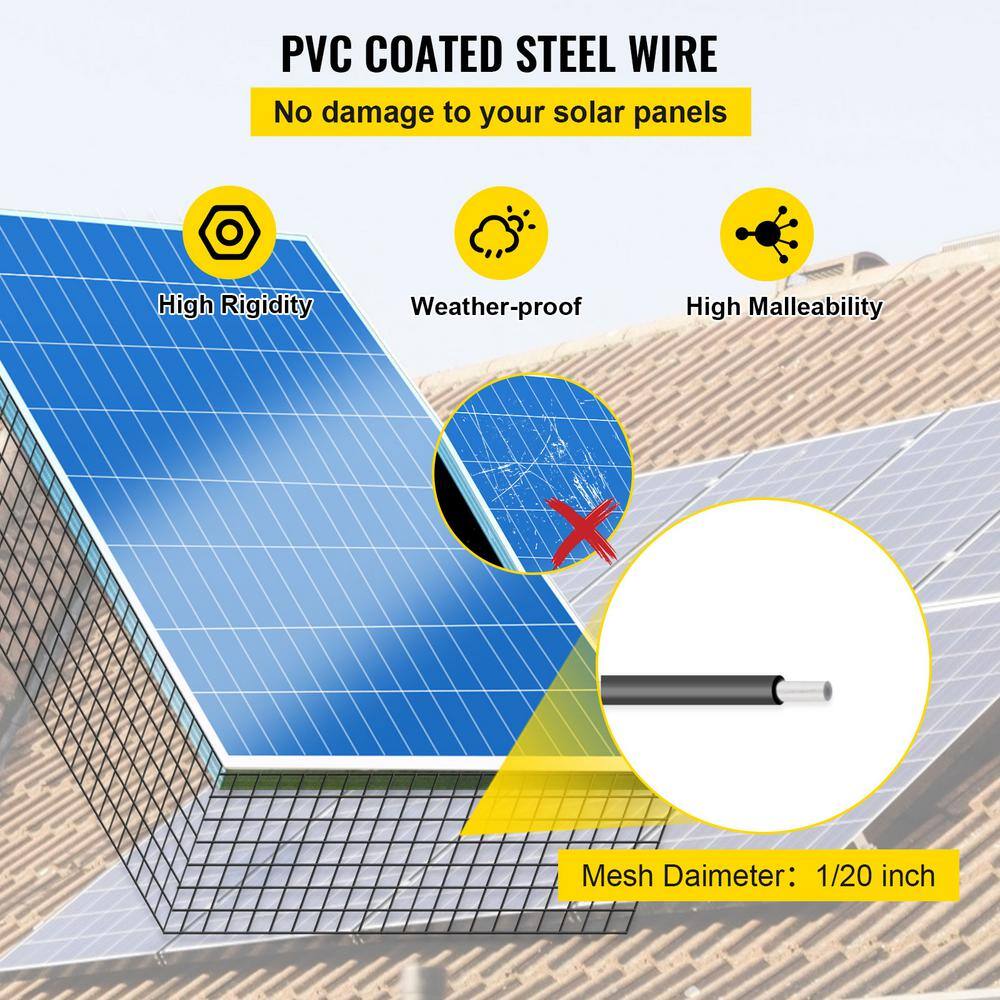 VEVOR Solar Panel Bird Wire 8 in. x 98 ft. Solar Panel Critter Guard Removable Garden Fence Guard Wire Roll Kit with Zip Ties TYNDCBBHWYCW8L9U3V0