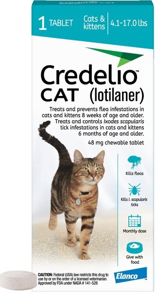 Credelio Chewable Tablets for Cats， 4.1-17 lbs， (Teal Box)