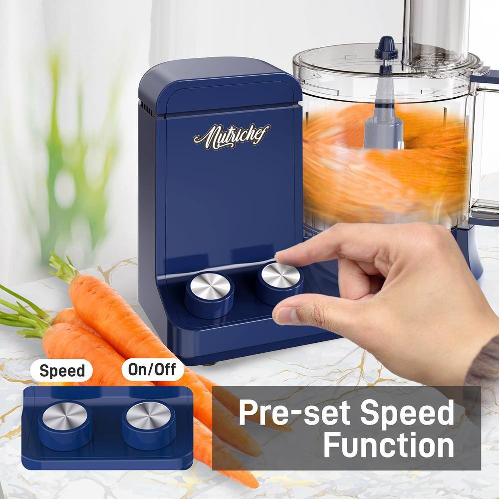 NutriChef 9-Cup Single Speed Blue Food Processor NCFPBLU