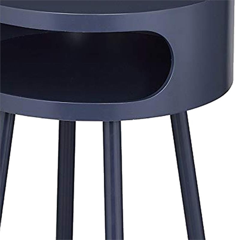 Benjara 16 quotRound Solid Wood End Table with Open Storage Compartment in Blue   Midcentury   Side Tables And End Tables   by Homesquare  Houzz