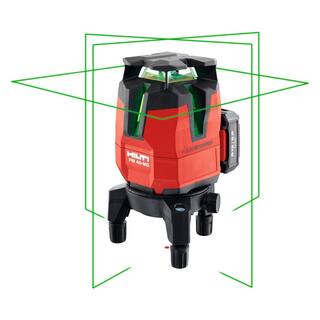 Hilti 33 ft. PM 40-MG Multi-Line Green Laser with Receiver Wall Mount and Adapter 3586412