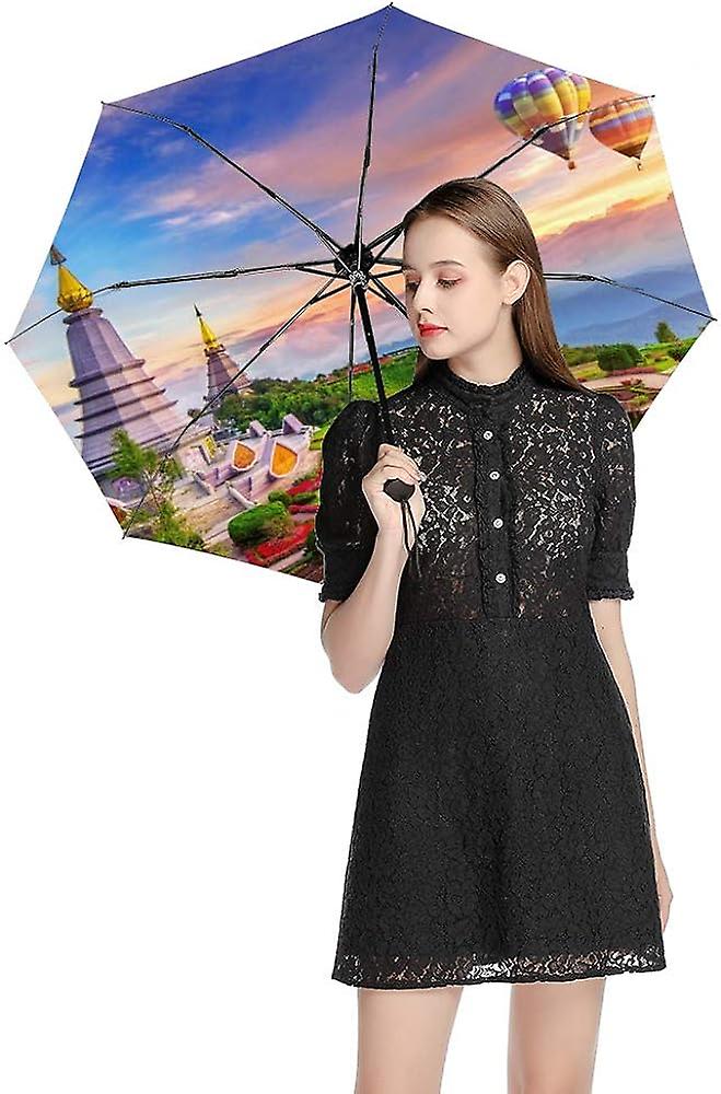 Colourlife Travel Umbrella Balloon At Chiang Mai Automatic Windproof Foldable Umbrella For Sun and Rain