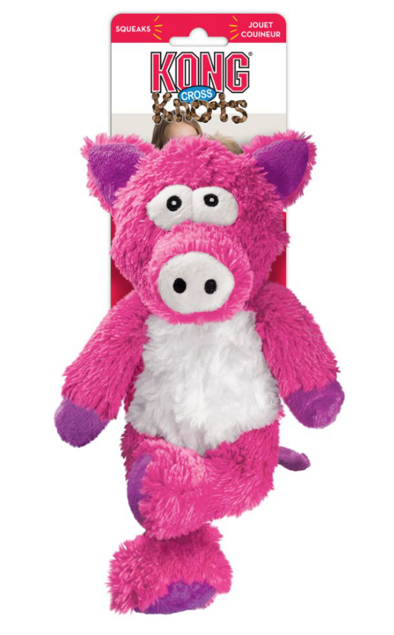 KONG Cross Knots Pig Toy， Medium/Large