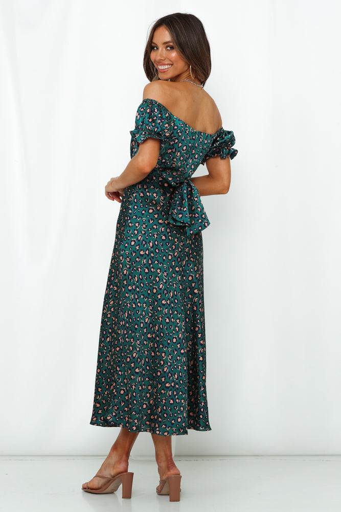 Spiced Ginger Medley Maxi Dress Green Leopard