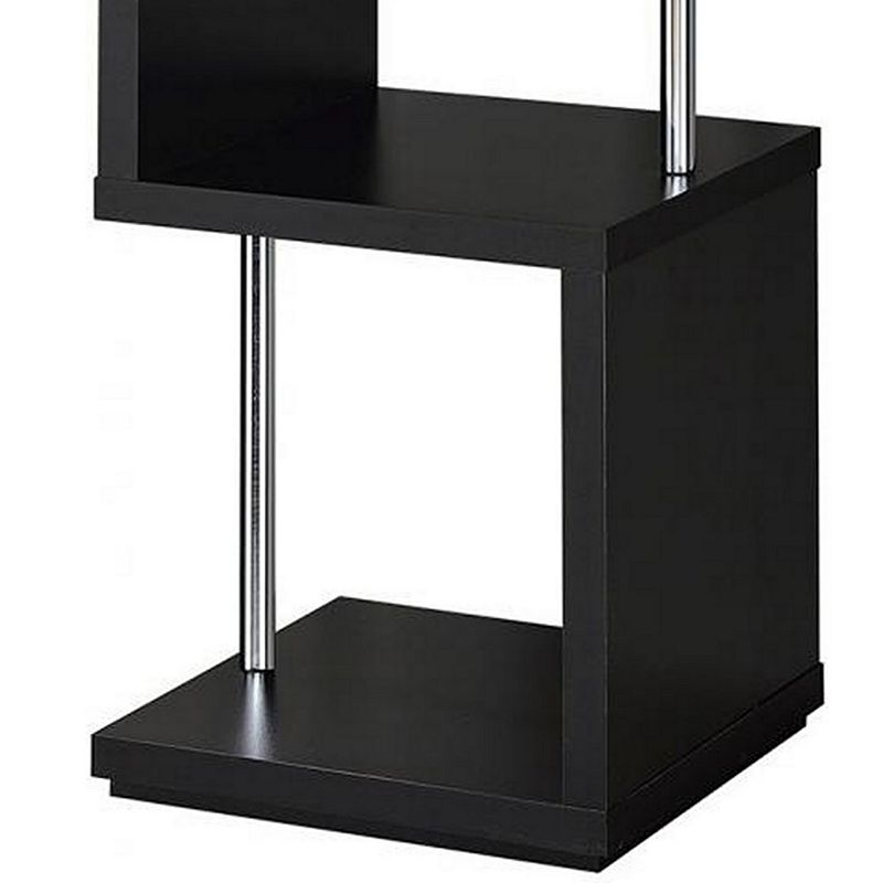 Well made Four Tier Wood And Metal Bookcase， Black