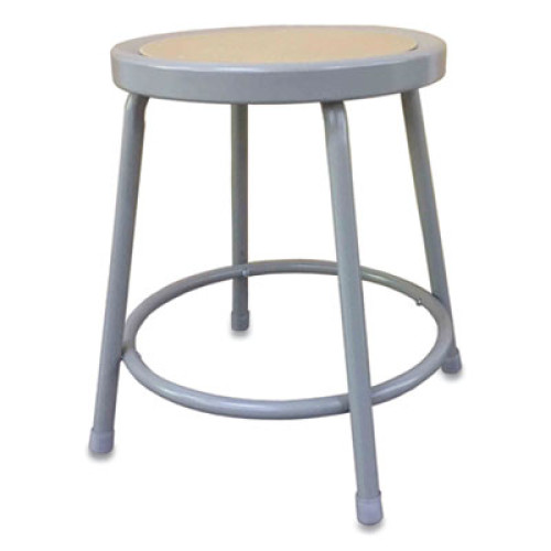 Alera Industrial Metal Shop Stool， 17.95 Seat Height， Supports up to 300 lbs， Brown Seat/Gray Back， Gray Base (IS6618G)