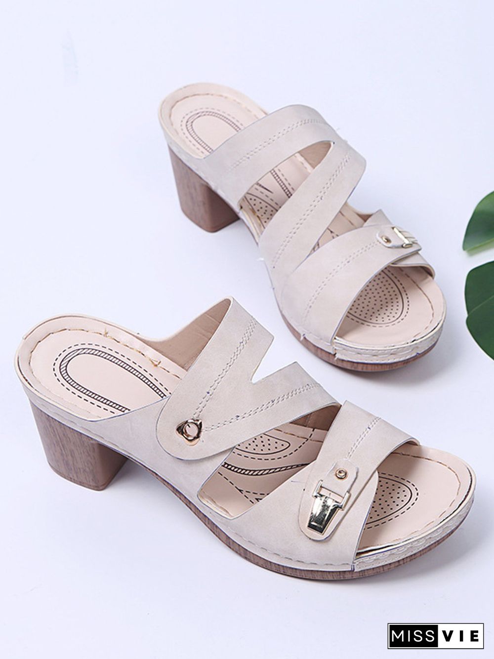 Comfortable Lightweight Clog Block Heel Sandals