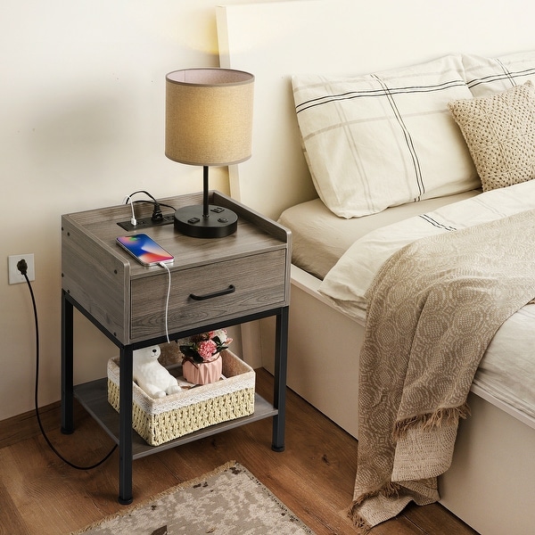 Nightstand with Charging Station and USB Ports