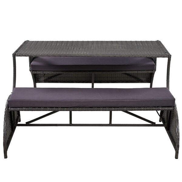 Roomfitters Versatile Outdoor Loveseat Converts to Four Seats and a Table，Durable Design，Ideal for Gardens，Lawns，Patio