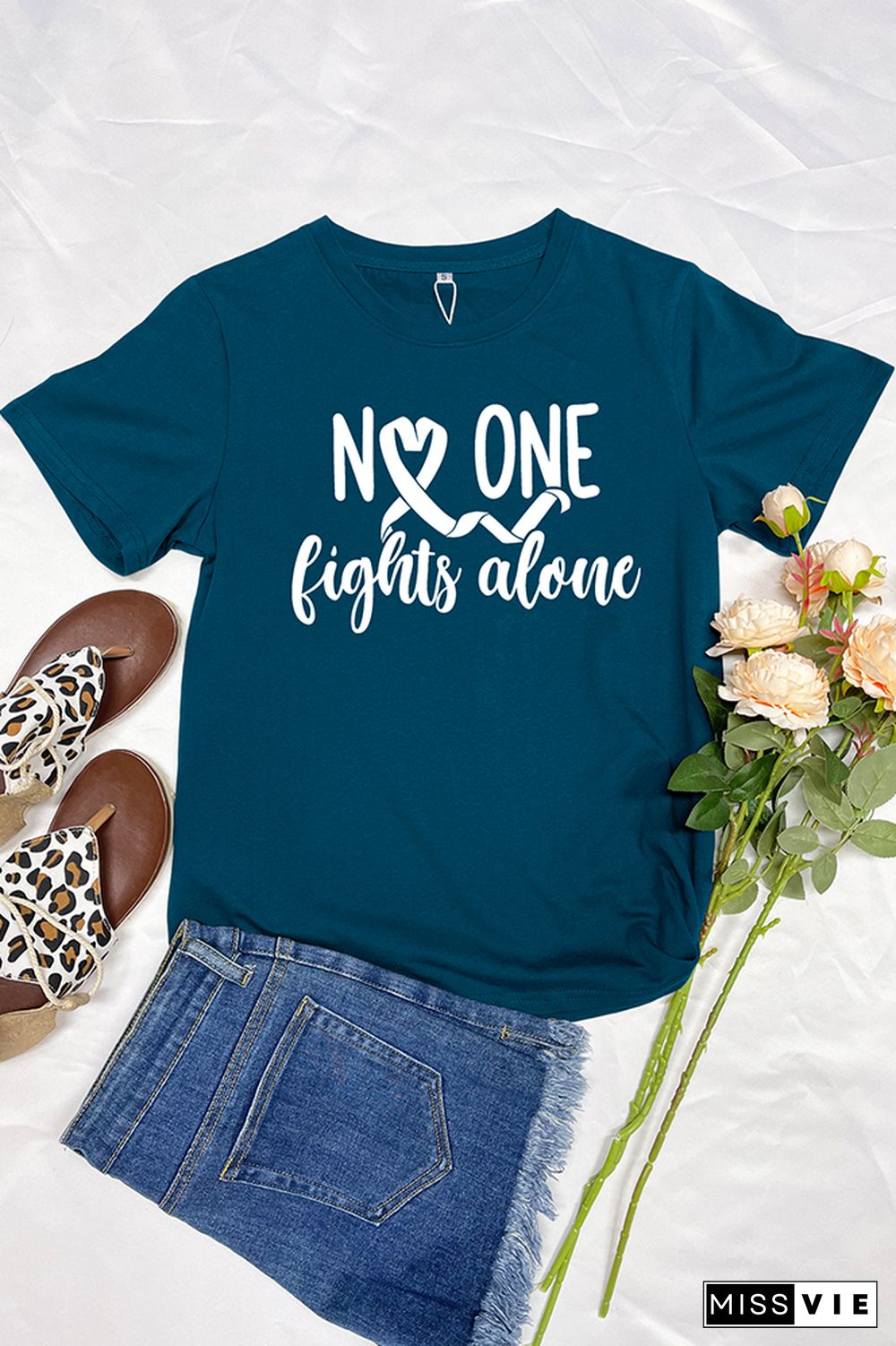 No One Fights Alone Graphic Tee Wholesale