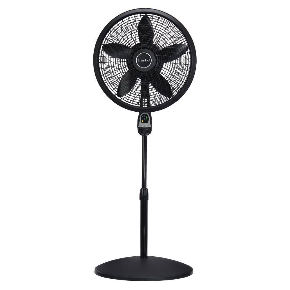 Lasko Cyclone Adjustable-Height 18 in. 3 Speed Black Oscillating Pedestal Fan with Programmable Timer and Remote Control 1843