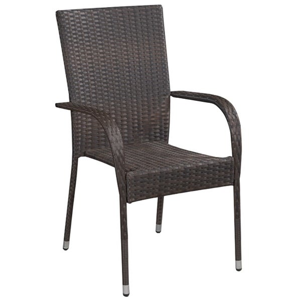 3 Piece Patio Dining Set Poly Rattan Brown -  - 37576010