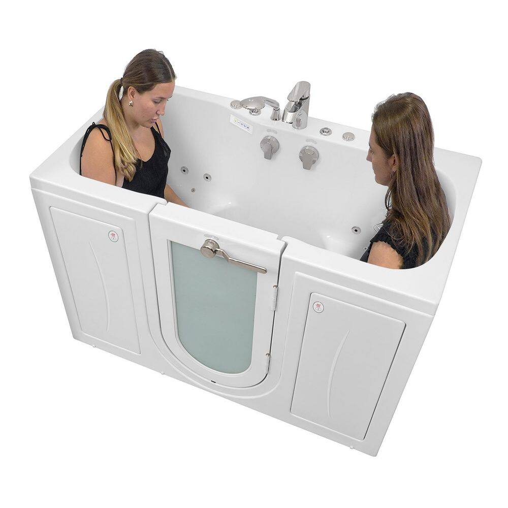 Ella Tub4Two 60 in. Walk-In Whirlpool Air Bath MicroBubble Bathtub in White LH Outward Door Heated Seat 2 in. Dual Drain O2SA3260DMH-HB-L