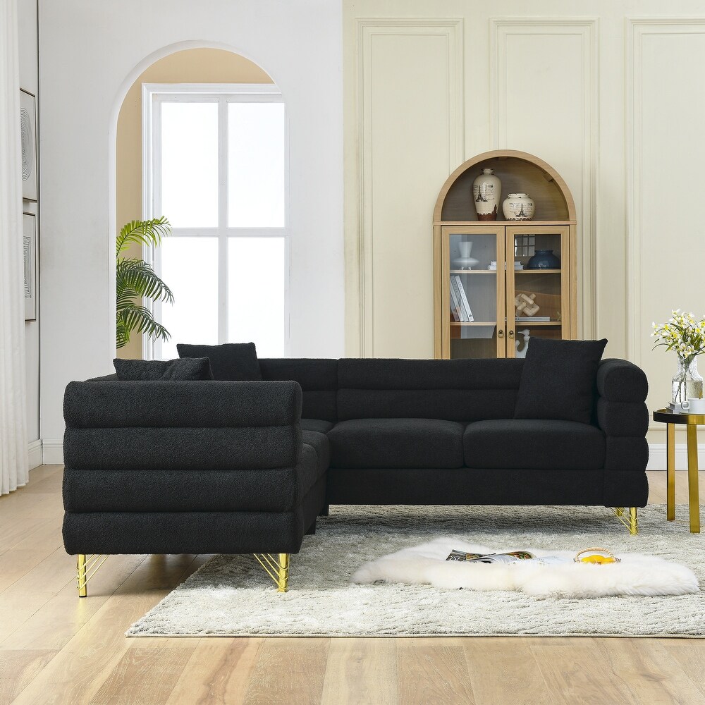 81.5Inch Corner Sofa Covers Oversized 5 Seater Sofa Set L Shaped Sectional Couch with Cushions for Livingroom