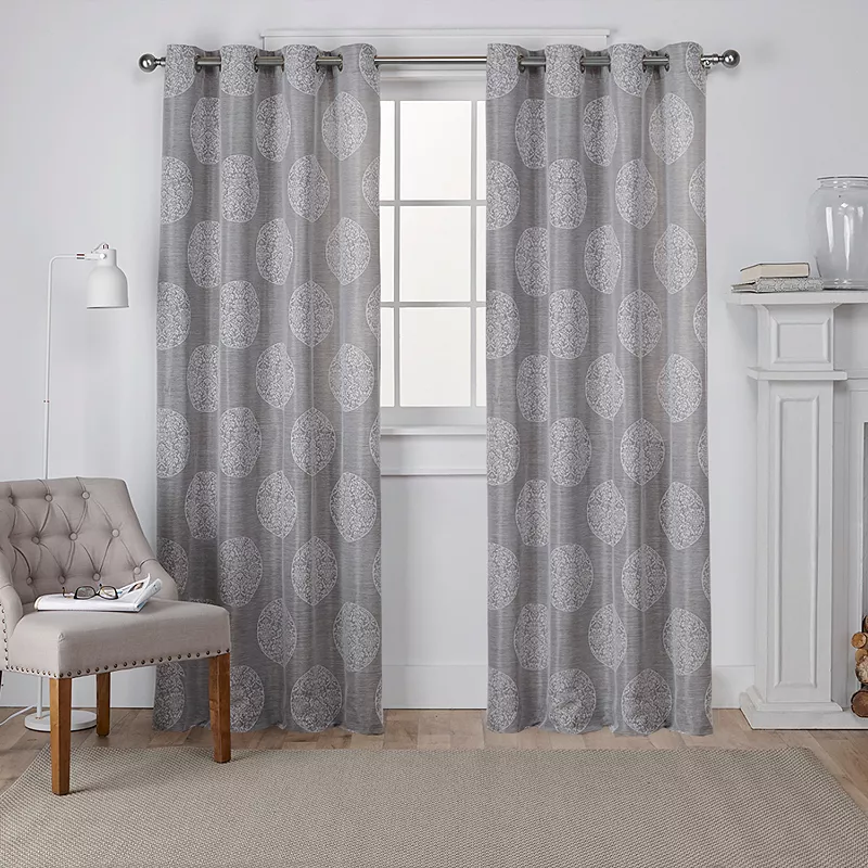 Exclusive Home 2-pack Akola Medallion Linen Jacquard Window Curtains