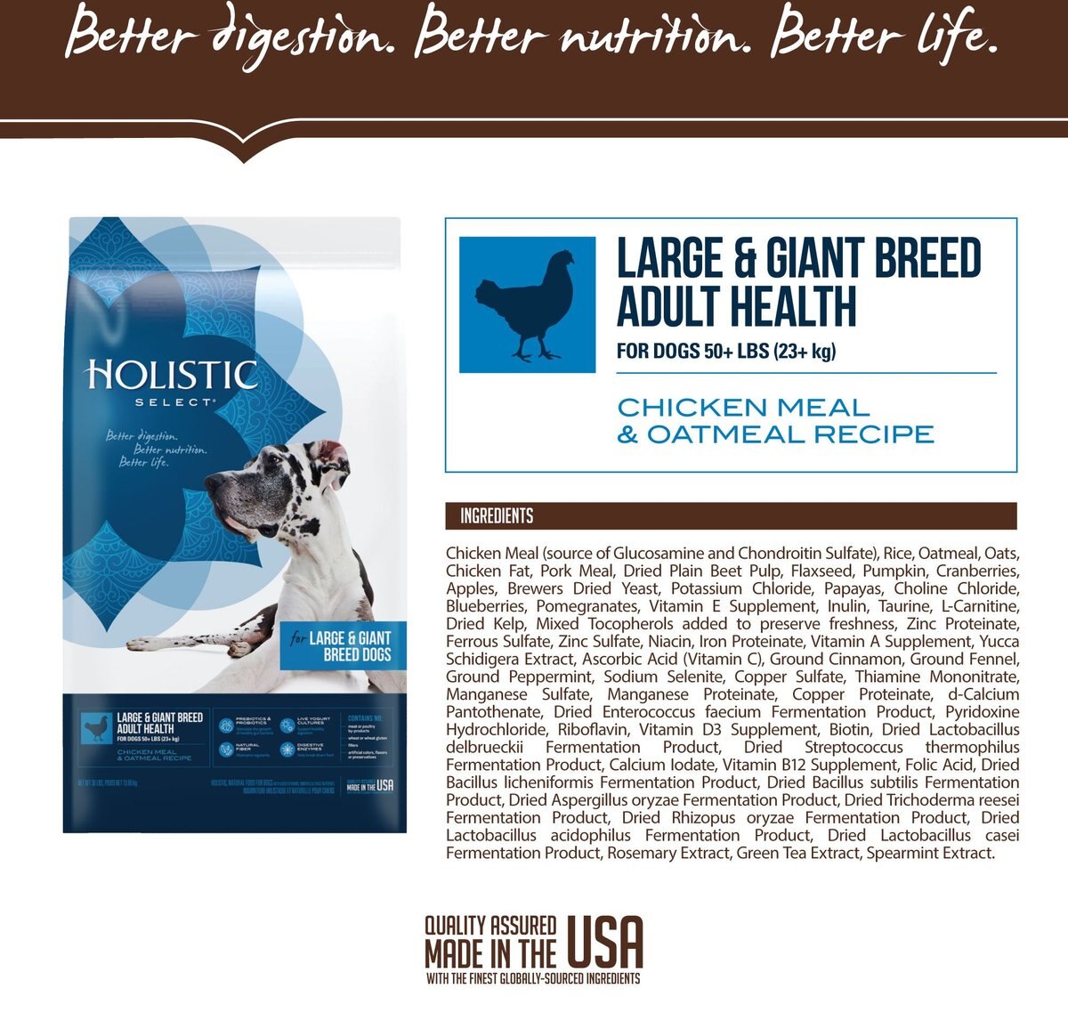 Holistic Select Large and Giant Breed Adult Health Chicken Meal and Oatmeal Recipe Dry Dog Food