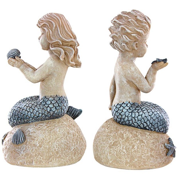 Design Toscano Jewels Of The Deep Girl And Boy Mermaid Statues Set Of Two