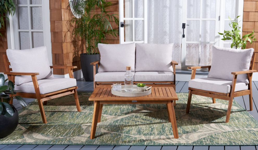 Safavieh Castalia 4 Piece Outdoor Living Set   Transitional   Outdoor Lounge Sets   by Safavieh  Houzz