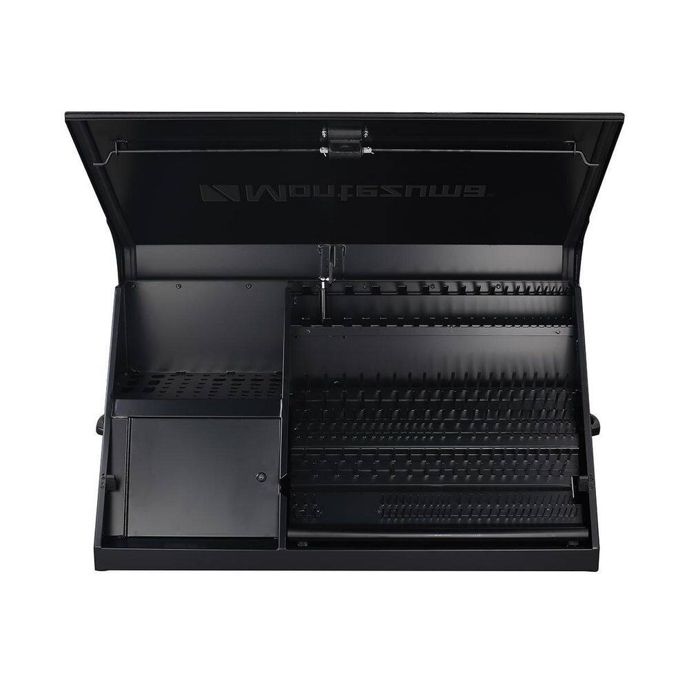 Montezuma 42 in. W x 18 in. D Portable Triangle Top Tool Chest for Sockets Wrenches and Screwdrivers in Flat Black DX411FB