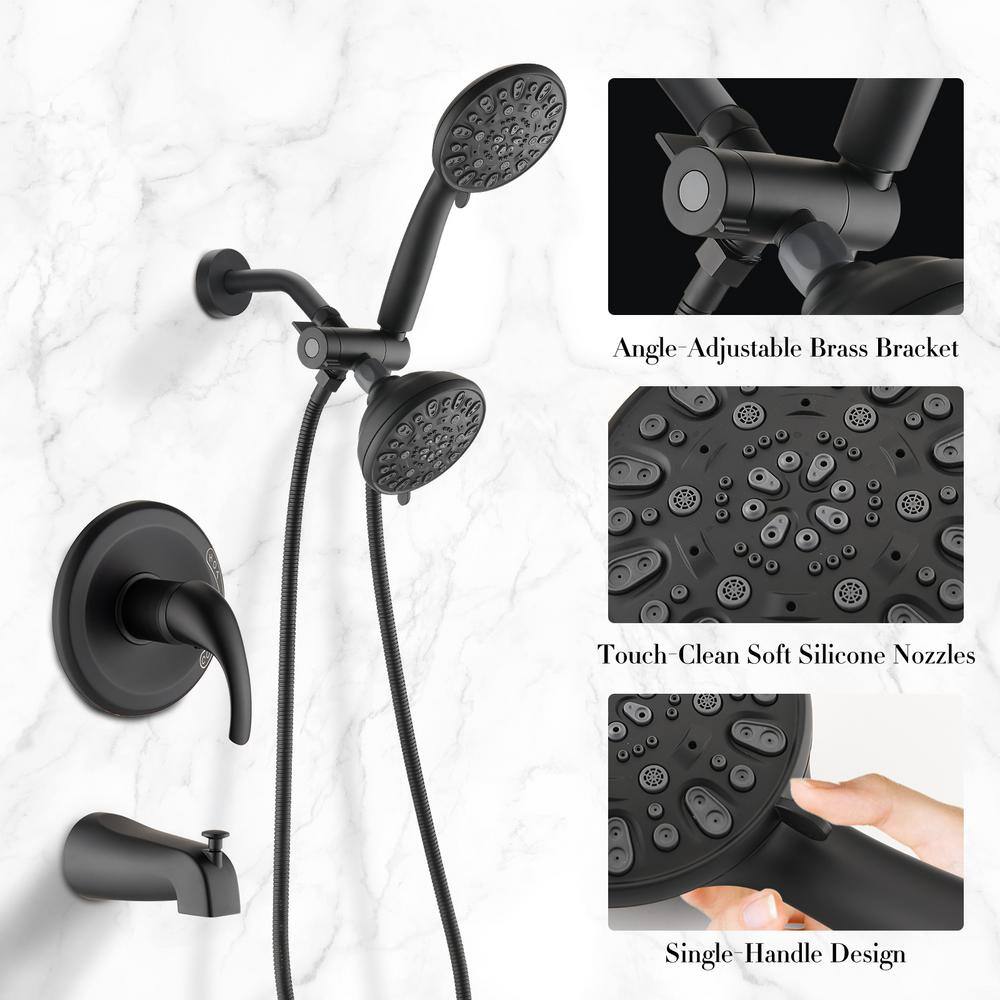 YASINU Single-Handle 12-Spray Shower Faucet and Handheld Shower Combo with 5 in. Shower Head in Matte Black (Valve Included) YNAM527MB