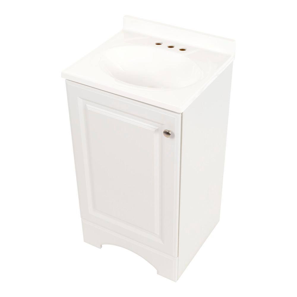 Glacier Bay 18.5 in. W x 18 in. D x 33.6 in. H Freestanding Bath Vanity in White with White Cultured Marble Top GB18P2-WH