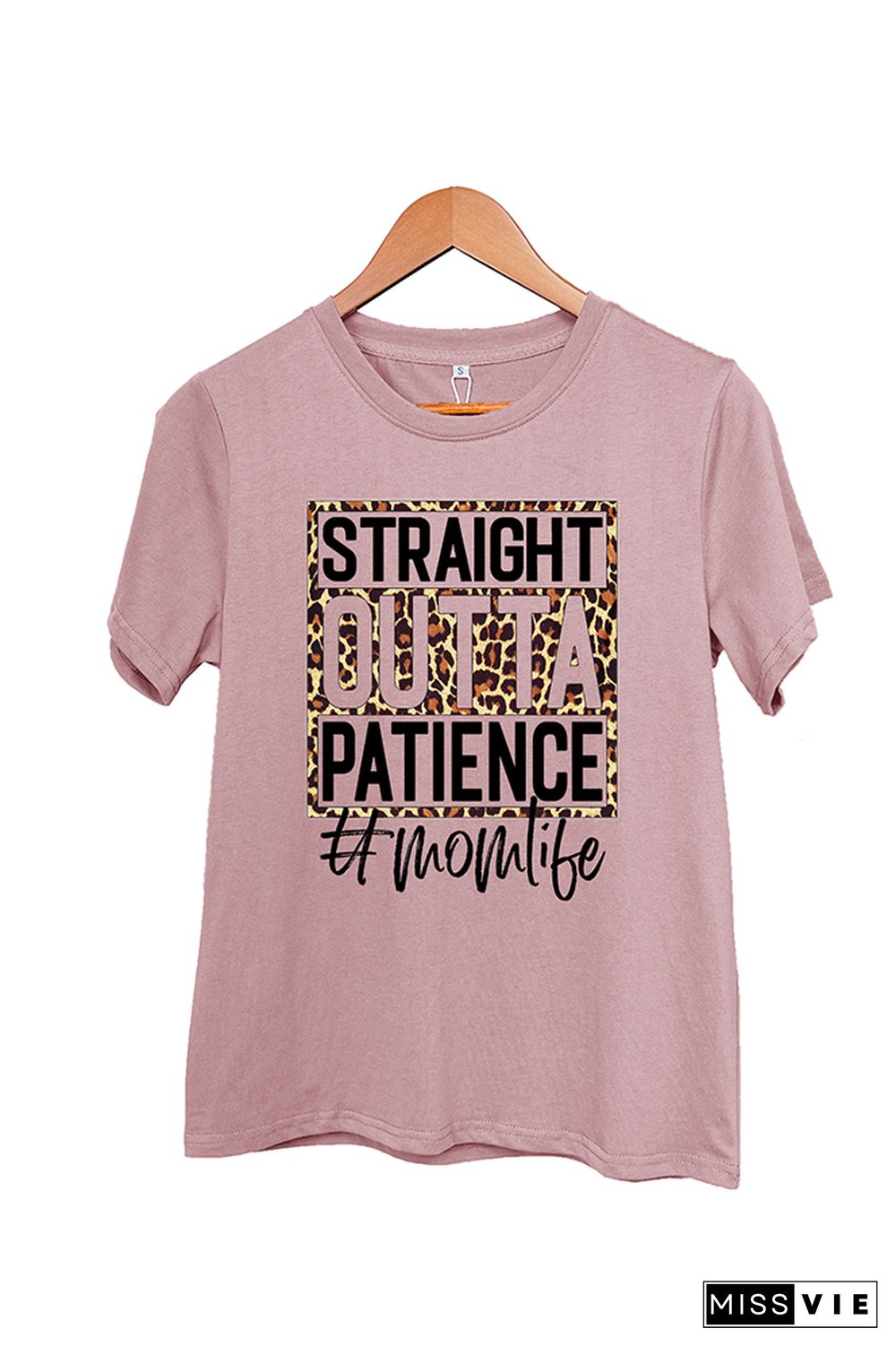 Leopard Straight Outta Patience Mom Short Sleeve Graphic Tee Wholesale