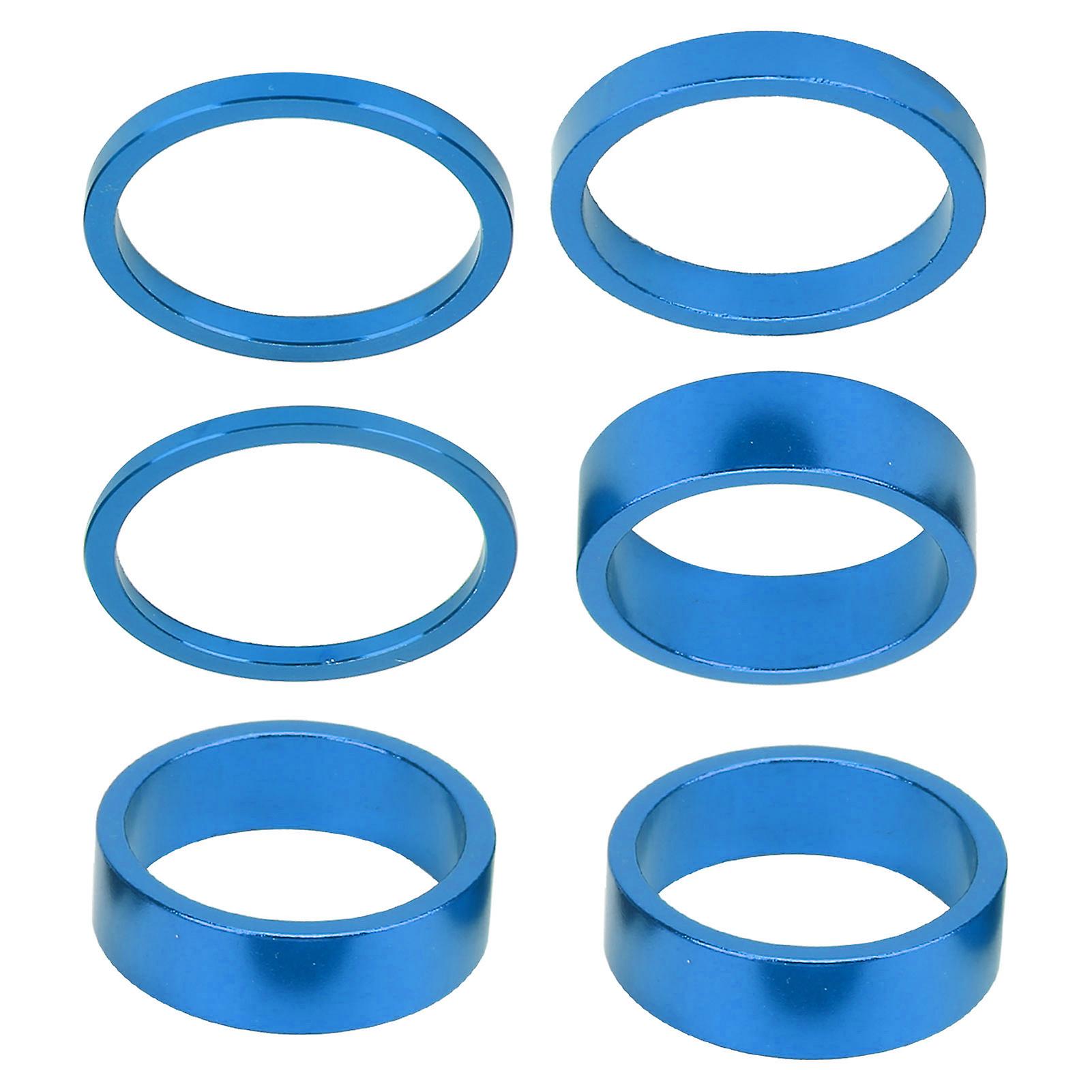 6pcs Bicycle Headset Spacer Aluminium Alloy Bike Handlebar Stem Spacers For Mountain Bikeblue