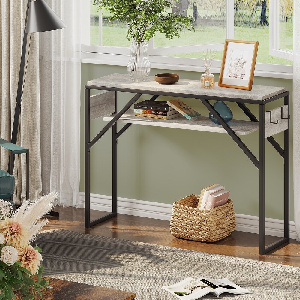 Console Table Entry Table with 2 Tier Storage Shelves