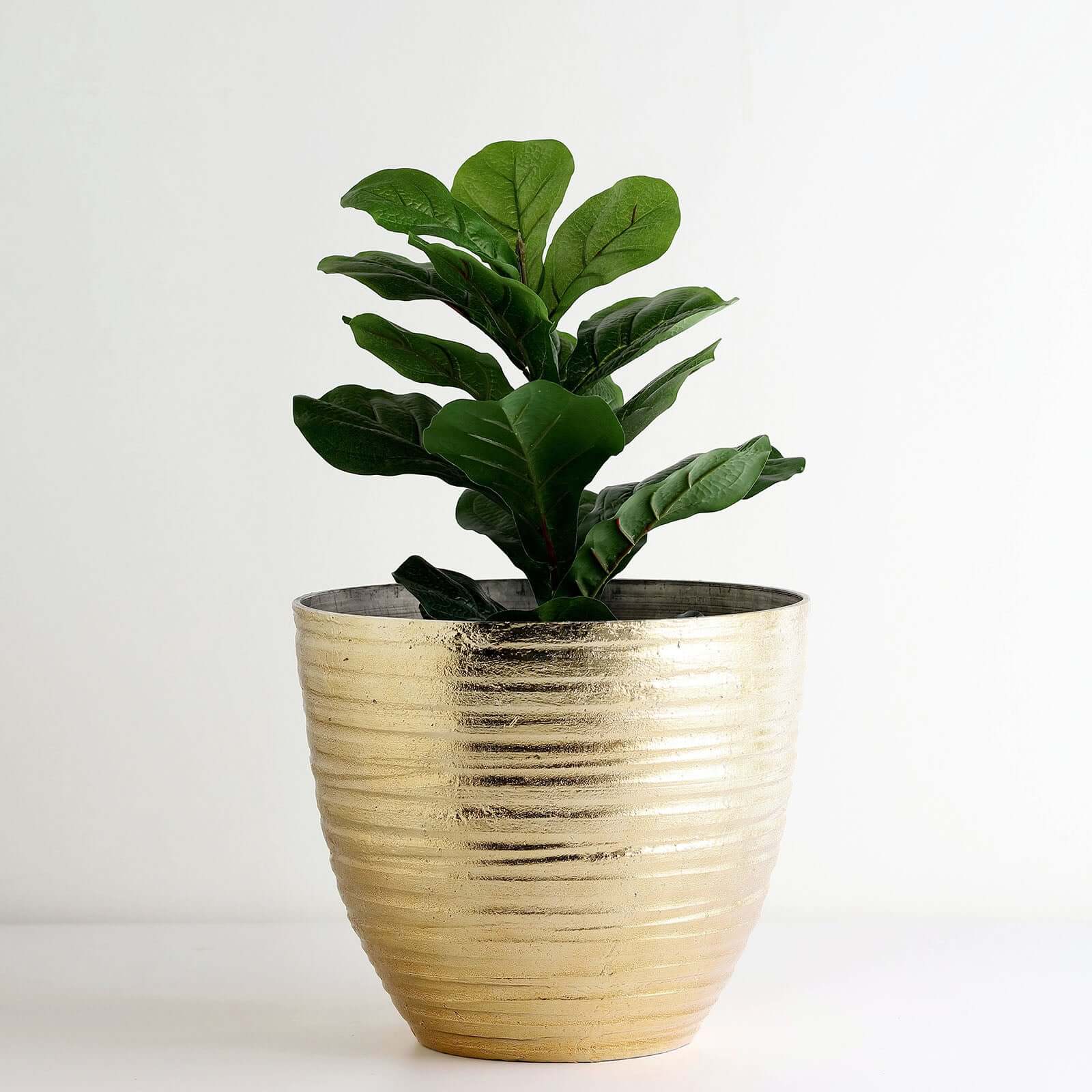 Metallic Gold Textured Finish Large Indoor Flower Plant Pot, Decorative Indoor/Outdoor Planter 12