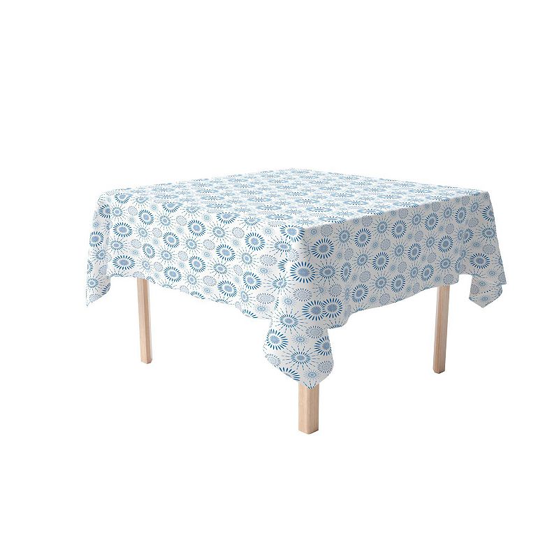 Square Tablecloth， 100% Cotton， 60x60， Blue Fireworks Pattern