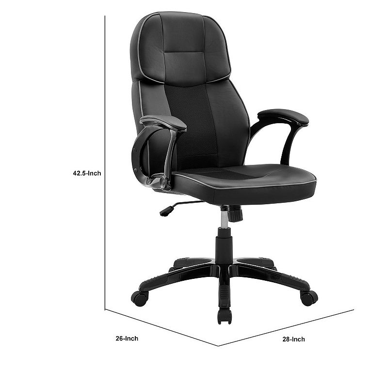 Vic 26 Inch Ergonomic Gaming Office Chair， Gray Welt Corded Edges， Black