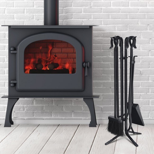 5 Pieces Fireplace Iron Standing Tools Set   base: 8\