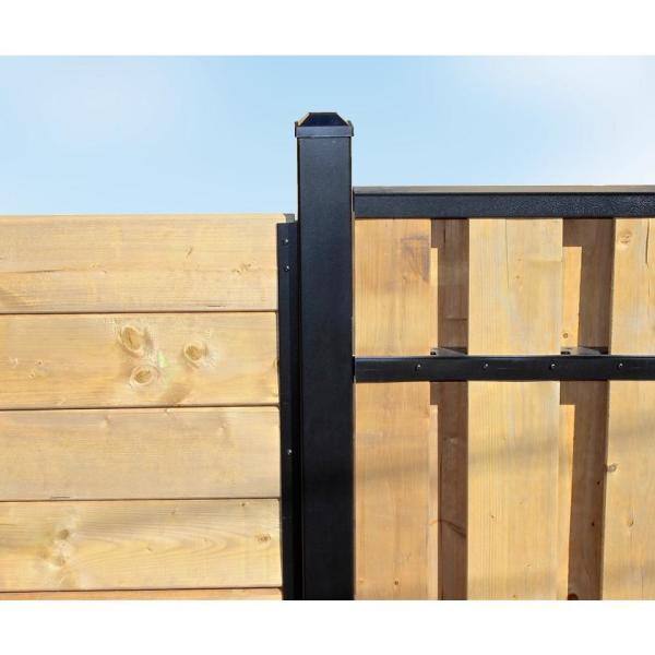 Slipfence 3 in. x 3 in. x 12 ft. 4 in. Black Powder Coated Aluminum Fence Post Includes Post Cap SF2-PK312