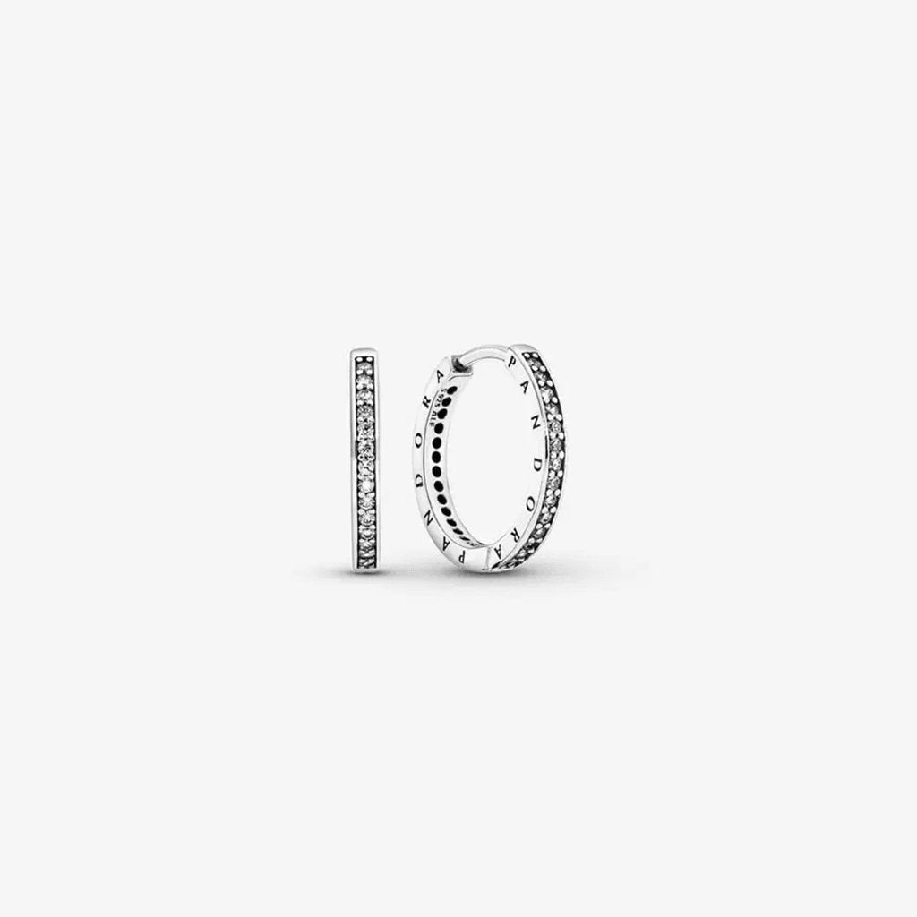 PANDORA  Sparkle and Pandora Logo Hoop Earrings