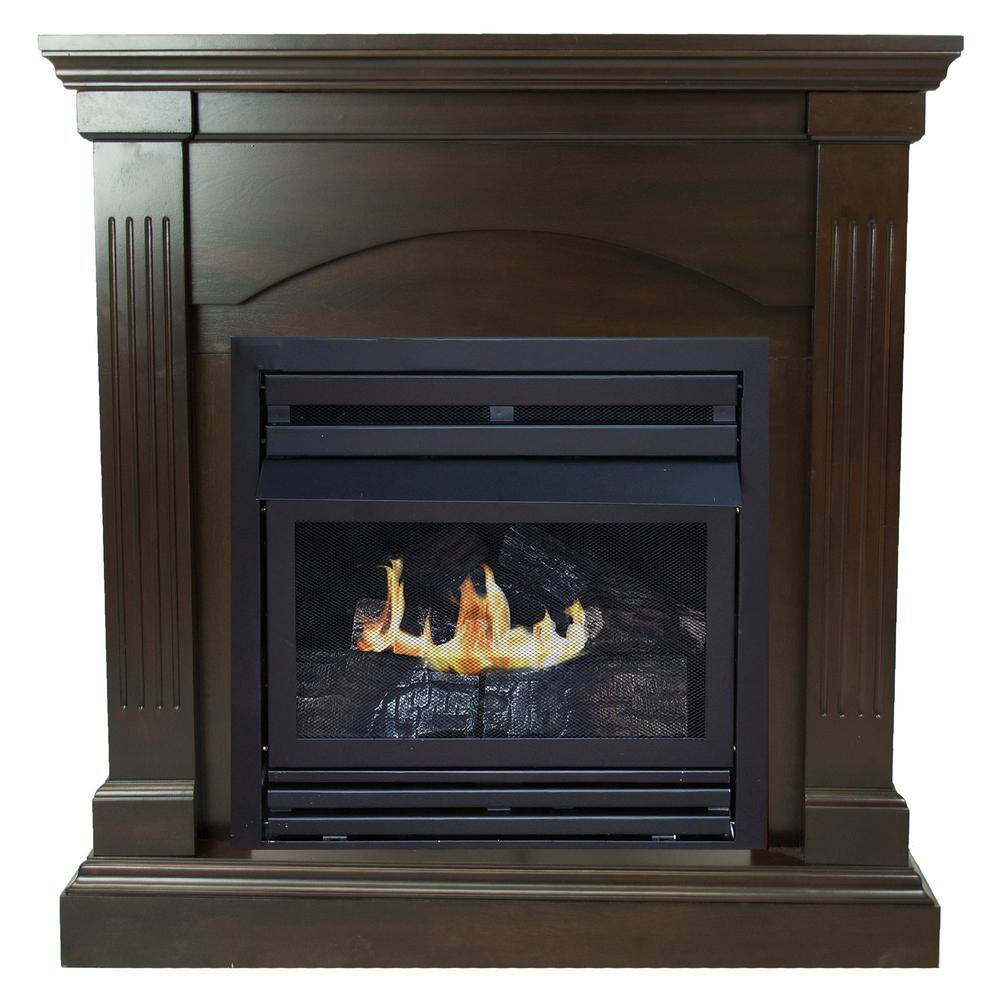 Pleasant Hearth 20000 BTU 36 in. Compact Convertible Ventless Propane Gas Fireplace in Tobacco VFF-PH20LP-2T2