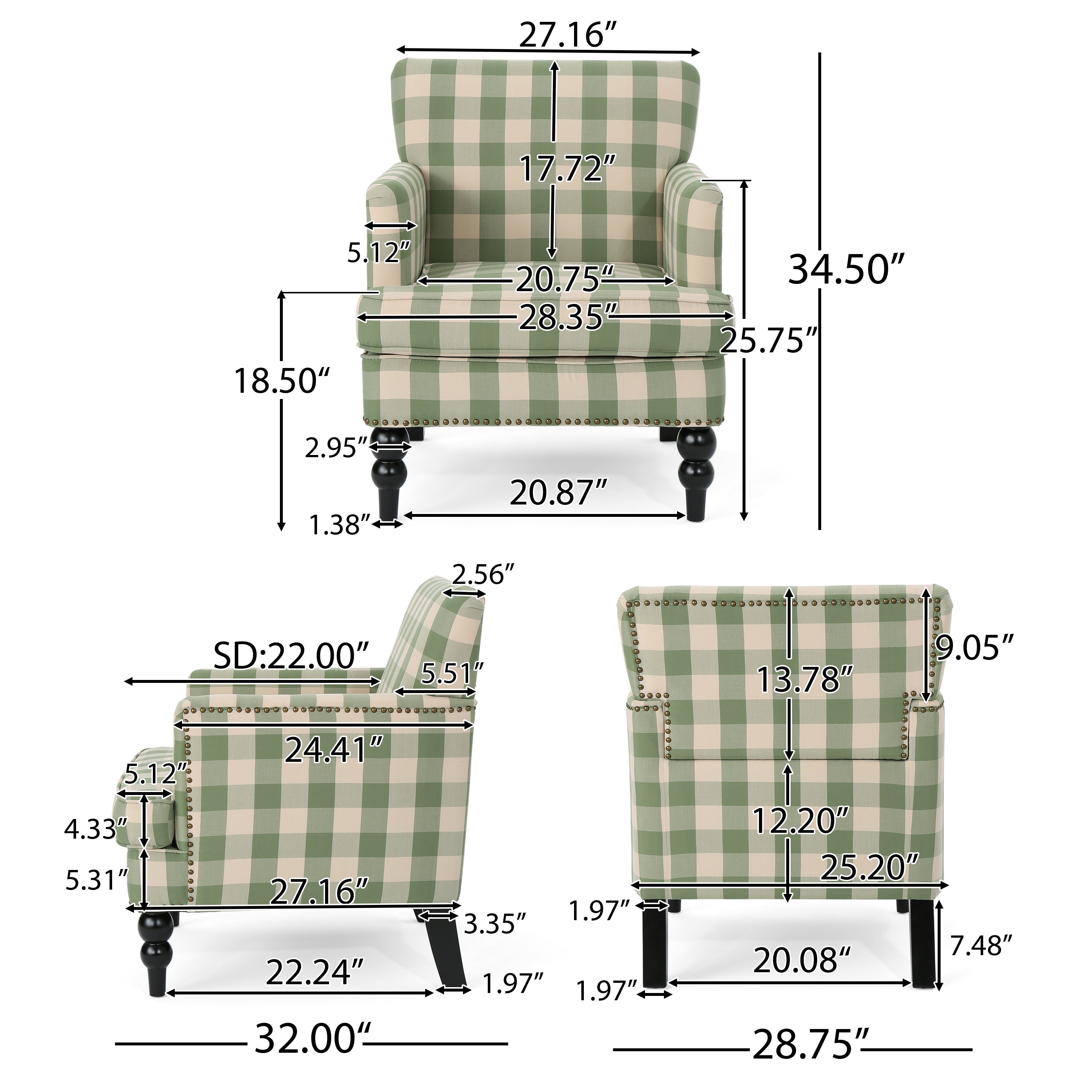 Eve Tufted Fabric Club Chair